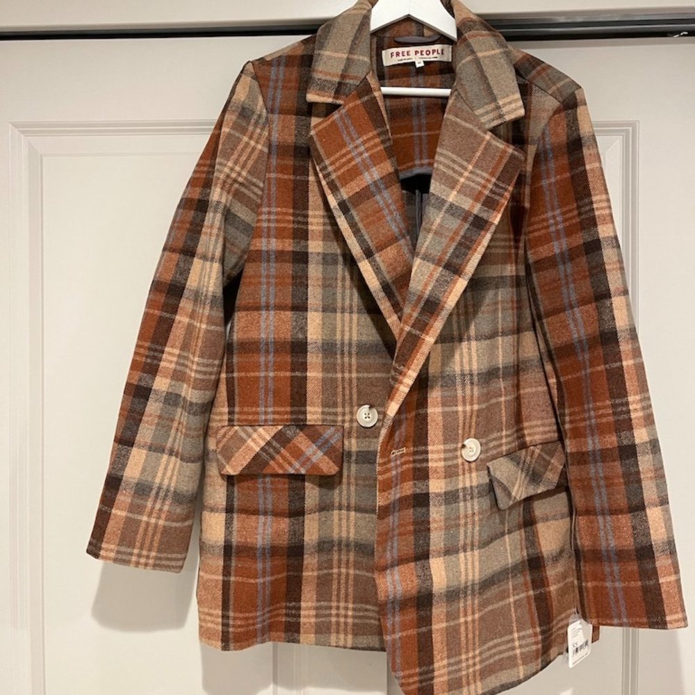 NWT Free People Plaid Blazer